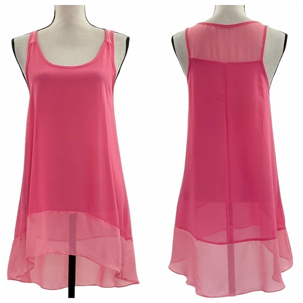BOAZ Pink Sleeveless Sheer High Low Tunic Top